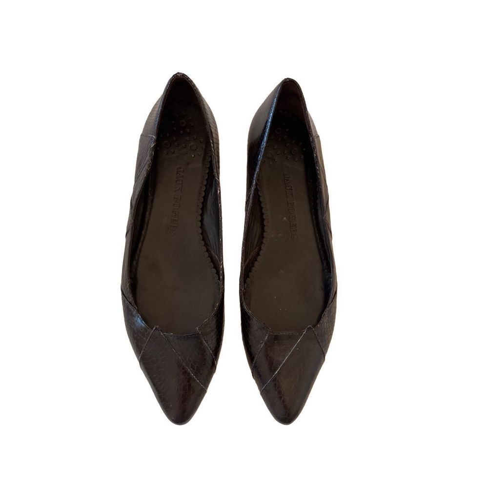 Jack Rogers Womens Black Lined Cross Pointed Toe Ballet Flats Size 10M